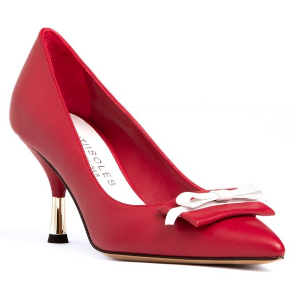 NEW!! BEAUTIISOLES Jennifer Red Italian Leather Pointed Toe Pump Size 7 1/2 - Picture 10 of 10
